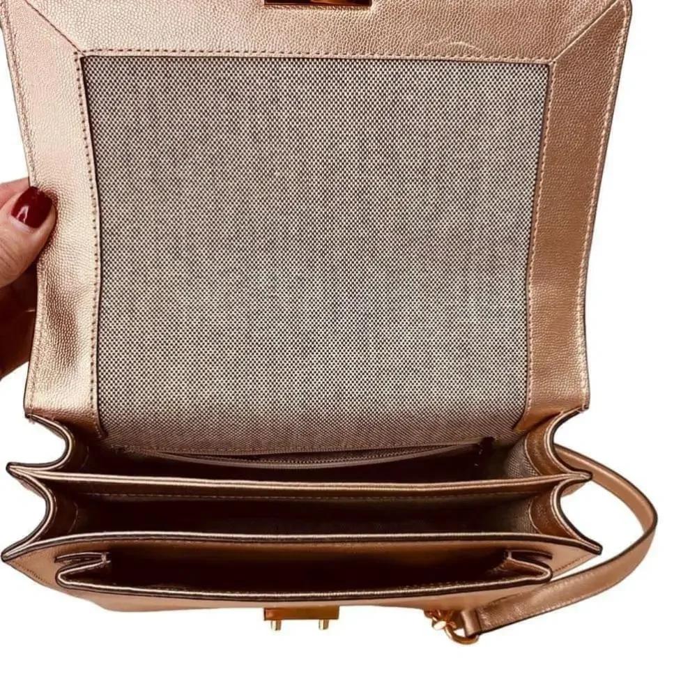 Rebecca Minkoff ‘christy’ Metallic Leather Shoulder Bag in rose gold